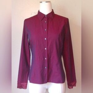 Ann Taylor Loft Burgendy Button Up Top !